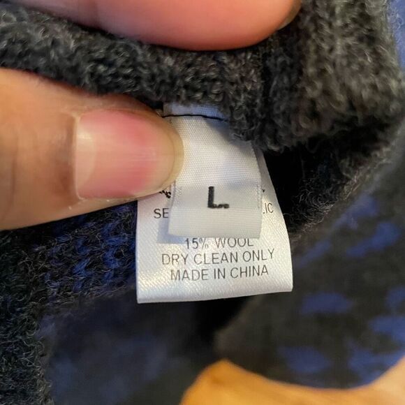 Sea New York Sweater Womens L Gray Blue Cheetah Print Peplum Hem Balloon Sleeve - Picture 5 of 5